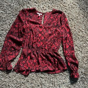 Red and black snake skin blouse, size small